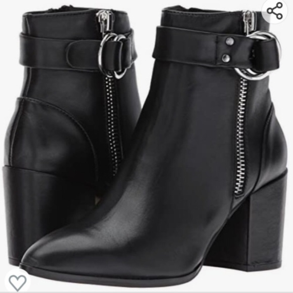 Womens Size 7 Black Ankle Booties Zip Up Fall Boots